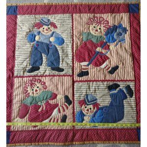 Vintage Finished Cross Stitch Baby Quilt Crib Ragity Anne and Andy 1999